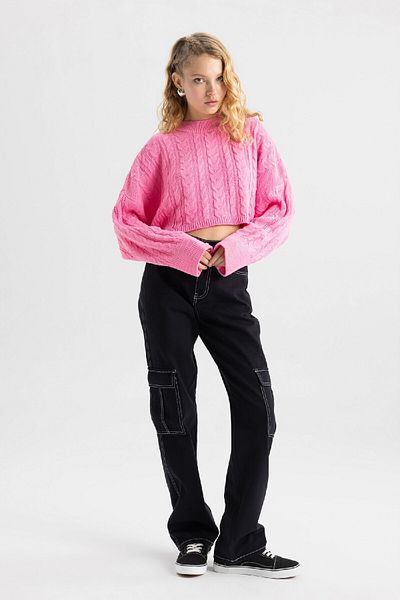 DeFacto Pletený svetr Coool Crew Neck – Regular Fit T4518Az23Wn