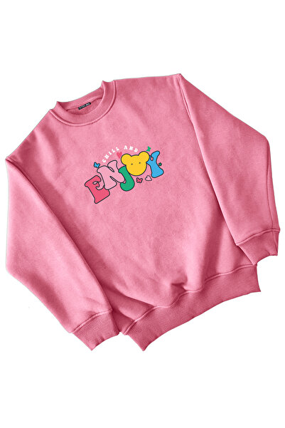 Vtklmn Vatkalimon Kids Απολαύστε το εμπριμέ ροζ φούτερ για κορίτσια και αγόρια