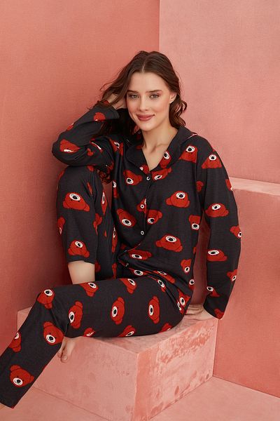 STRAWBERRY BAVLNĚNÁ PYŽAMOVÁ SOUPRAVA S KNOFLÍKEM