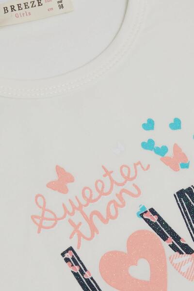 Breeze Girls Long Sleeve Dress Tulle Letter Printed 1.5-5 Years Old, Ecru