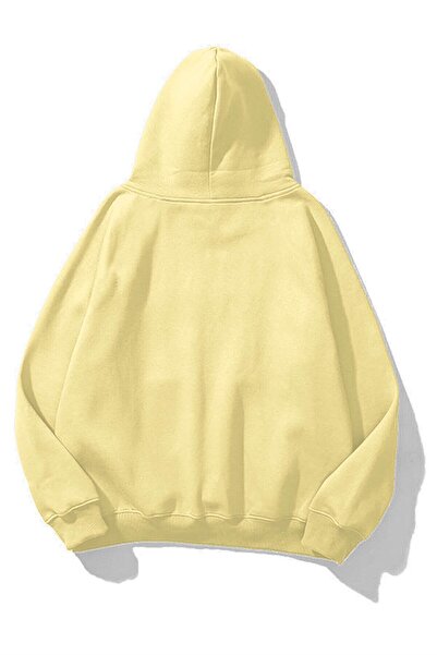 Trendiz Unisex Soft Sarı Basic Sweatshirt Hoodie
