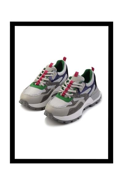 Bambi Gri Yeşil  Kadın Sneaker K01429160009