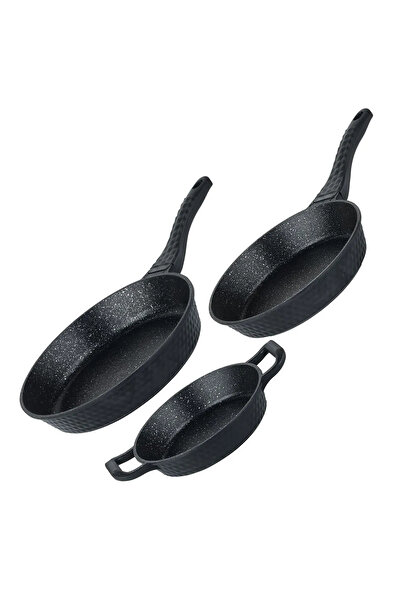 DMR LİFE Cast Iron Granite 3 Piece Pan Pan Set (20-24-28cm)
