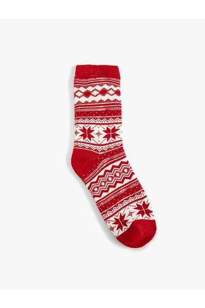 Koton Towel Socket Patterned Christmas Socks