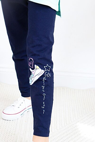 Breeze Water Green Colored Leggings Shoes Set for 5-10 Years Old Girls