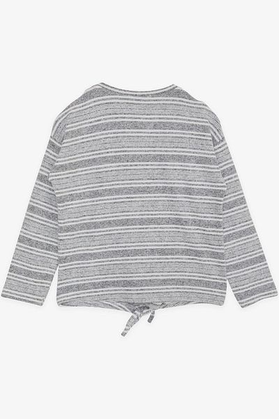 Breeze Girl's Knitwear Sweater Sequined Heart Printed Text Embroidered 9-14 Years, Gray Melange