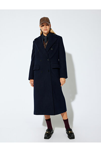 Koton Круазе з ґудзиками та кишенями, надзвичайно довгий кашеміровий пальто