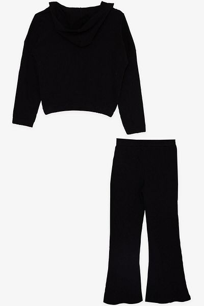 Breeze Set de dresuri pentru fetiță, 3 piese, cu nervuri, cu fermoar, cu fantă la picior, 5-10 ani, negru