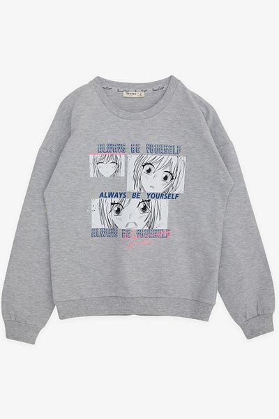 Breeze Φούτερ για κορίτσι 9-14 ετών Grey Melange - Confused Printed