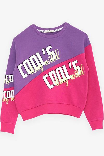 Breeze Hanorac pentru fete cu model bloc text imprimat 10-14 ani, violet