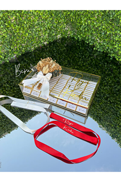 bt bera tasarım 100 Adet Kız İsteme Çikolata Cam Kutuda Söz Nişan Çikolata Ku...