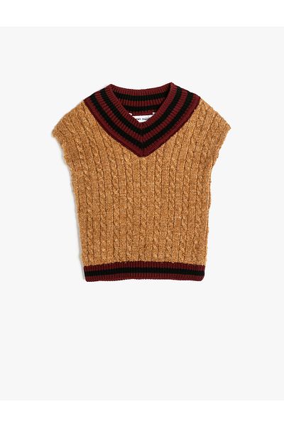 Koton V-Neck Ribbed Sleeveless Dog Sweater