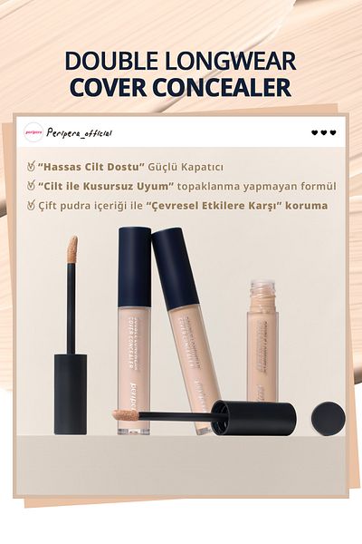 PERIPERA Lightweight Structure Daytime High Coverage Peripera Double Longwear Cover Concealer (0.7 Porcelain)