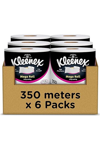 Kleenex Kitchen Paper Towel, Mega Roll Tissue, 6 Rolls x 350 Meters