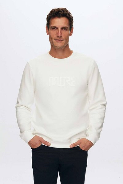 Twn Φούτερ με στάμπα εκρού Slim Fit