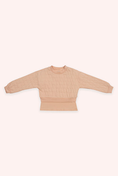 Panço Kız Çocuk Kedi Kapitoneli Somon Sweatshirt