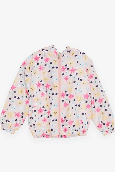 Breeze Girl's Raincoat Smiling Face Star Patterned 1-5 Years, Salmon
