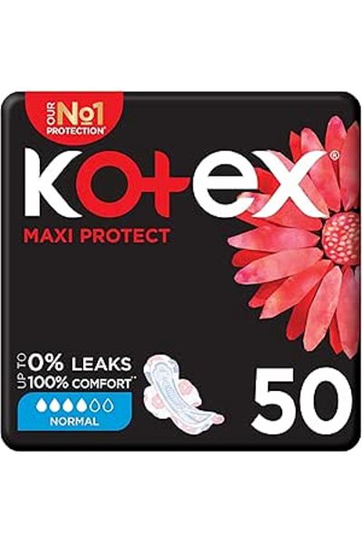 Kotex Maxi Protect Thick Pads, Normal Size Sanitary Pads, 50 Sanitary Pads