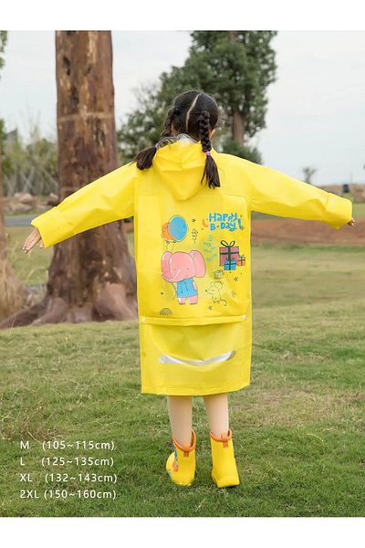 Mofy's Eva Hooded Patterned Children's Raincoat - Backpack Protect with Pockets and Snaps