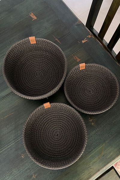 MISS JULİ Wicker Basket Set of 3 - Hand Woven, Bathroom, Kitchen and Room Organizer