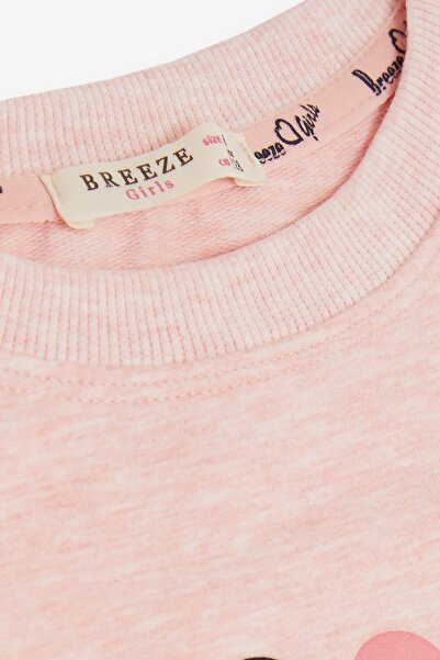 Breeze Girl's Tunic Happiness Themed Text Printed Age 8-12, Salmon Melange