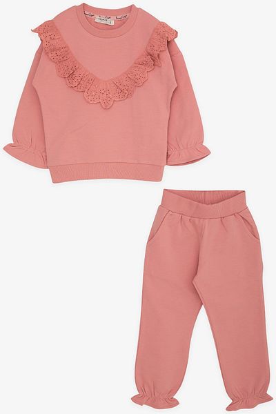 Breeze 3-8 Years Old Girl's Laced Tights Set - Dried Rose