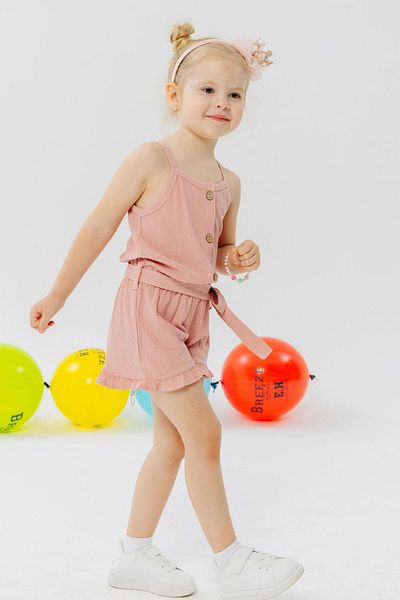 Breeze Salopeta Fata cu Pantaloni Scurt Taie cu curea cu nasturi 4-9 Ani, Trandafir uscat