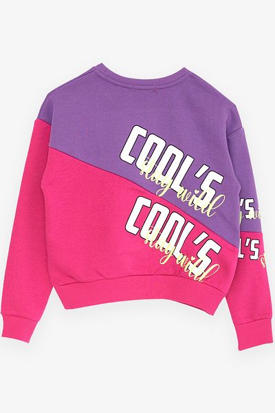 Breeze Hanorac pentru fete cu model bloc text imprimat 10-14 ani, violet