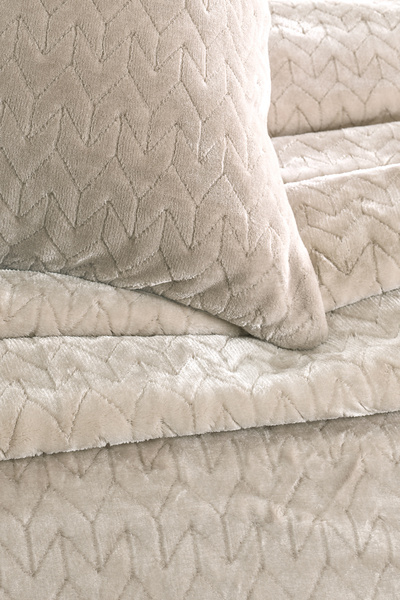 Puffy Lines Tek Kişilik Yatak Örtüsü Seti - Bej