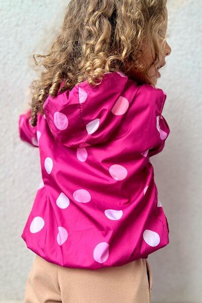 Breeze Kız Çocuk Yağmurluk Renkli Puan Desenli 1-5 Yaş, Fuşya