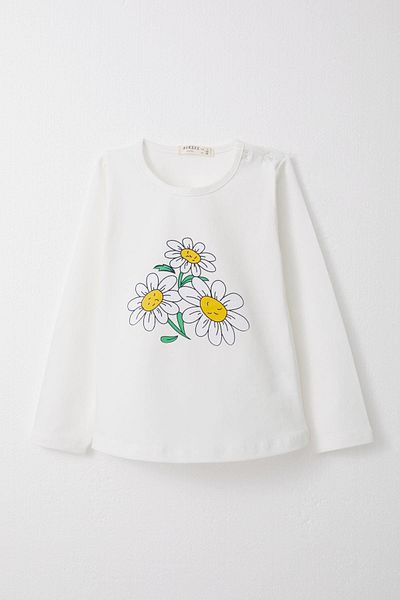 Breeze White Daisy Printed Girl's Set - 1.5-5 Years, Tights