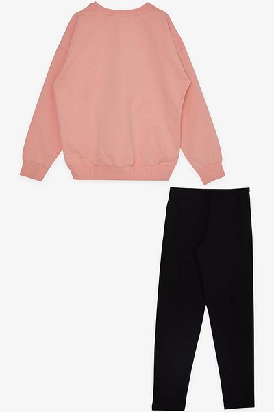Breeze Salmon Colored Tights Set for 7-12 Years Old Girls - Text Printed