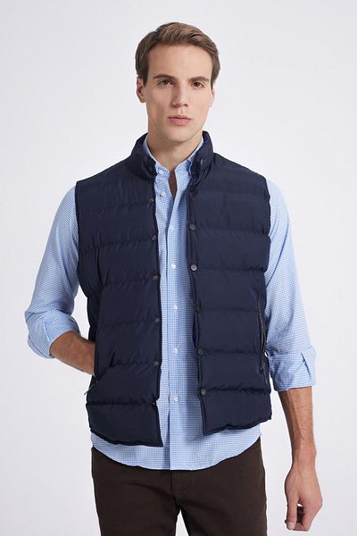 Twn Slim Fit Navy Blue μονόχρωμο γιλέκο