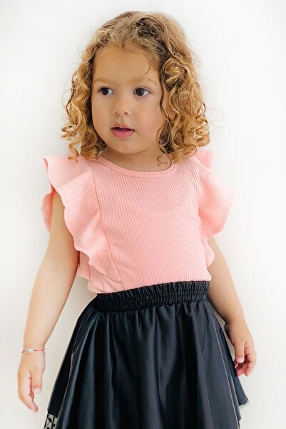 Breeze Детска блуза с набори на гърба и копчета, 2-6 години, сьомга