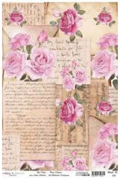 Cadence Brass Decopage Paper - Love Letters, Series No1181