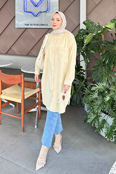 lamelif سترة بجيب واحد مخططة باللون الأصفر