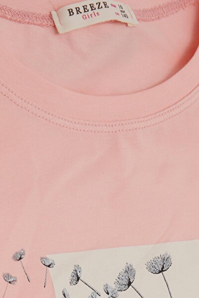 Breeze Μπλουζάκι για κορίτσι 9-14 ετών με στάμπα λουλουδιών - σολομός