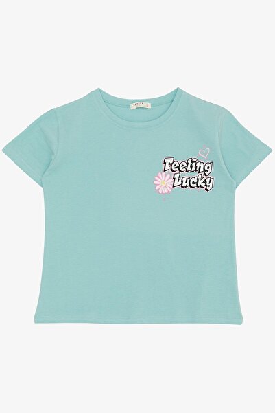 Breeze Футболка для дівчаток 9-14 років - Водяно-зелена, з написом