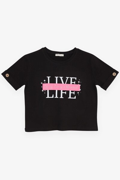 Breeze Дівчачий кроп-топ з рукавами на ґудзиках, з блискітками та принтом, 9-...