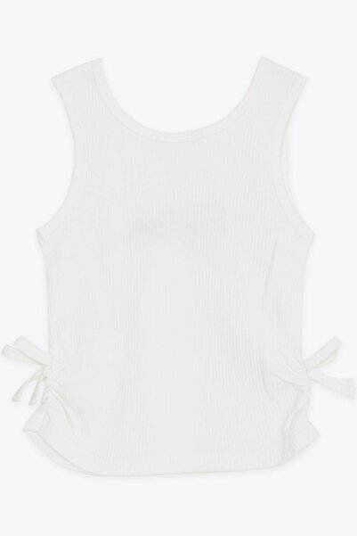 Breeze Κοριτσίστικο μπλουζάκι με κεντητό κείμενο με φιόγκο στα πλαϊνά, ηλικίας 8-14 ετών, λευκό