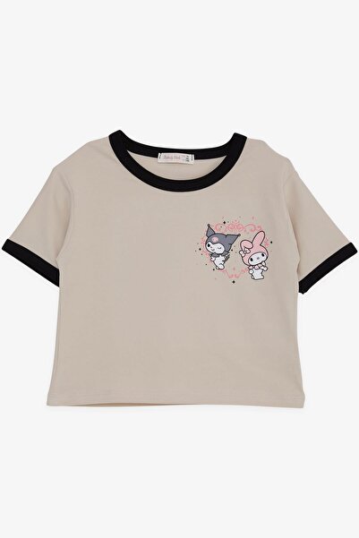 babely gırls Μπεζ Crop T-Shirt για κορίτσι 9-16 ετών - Τυπωμένος χαρακτήρας ταινίας Kuromi & My Melody