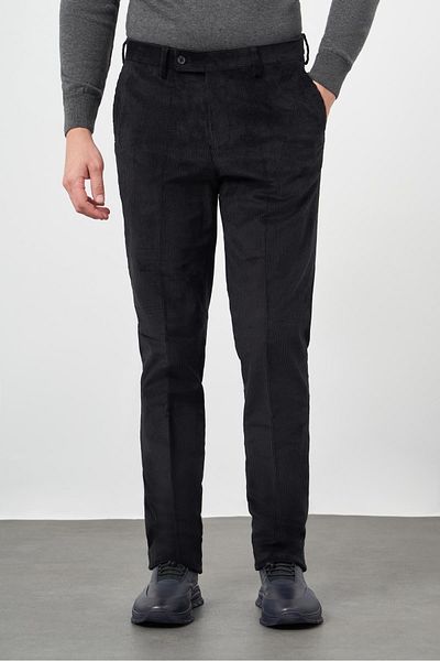 İmza Black Cotton Side Pocket Comfort Fit Velvet Trousers
