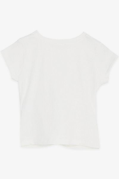 Breeze Κοριτσίστικο Crop T-Shirt με Σταυρό Λεπτομέρεια 9-14 ετών, Εκρού