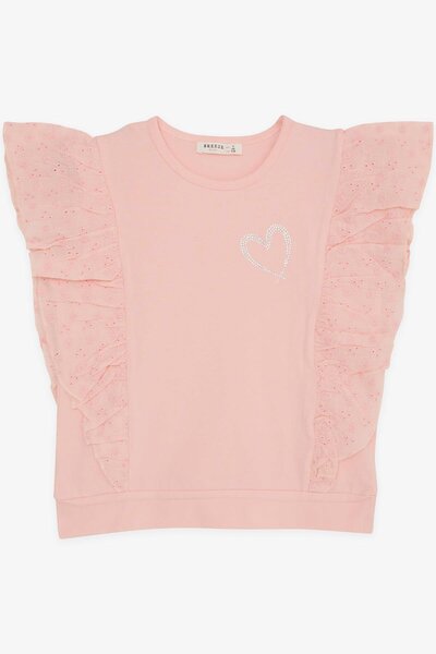 Breeze Дівчача футболка з принтом у вигляді камінця та мереживом, 6-12 років,...