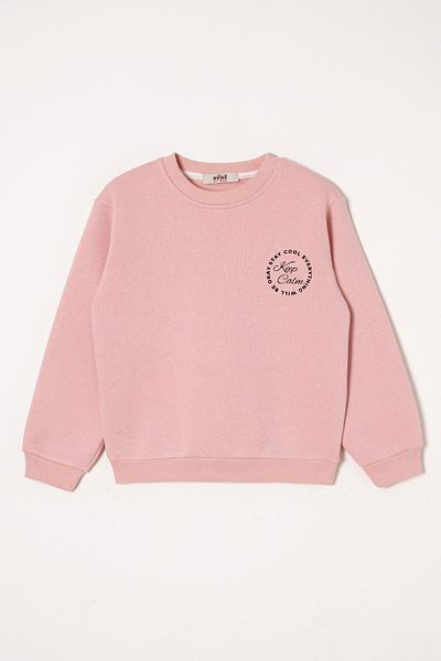 zepkids Text Printed Powder Pink Color Girl's Sweat