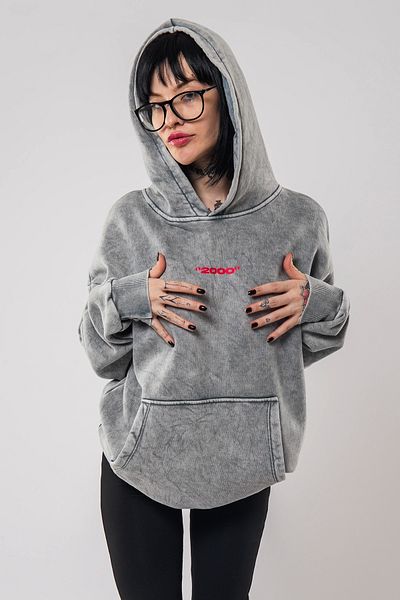Bak Moda White Asperitas Oversize Unisex Hoodie - Washable and Back Printed