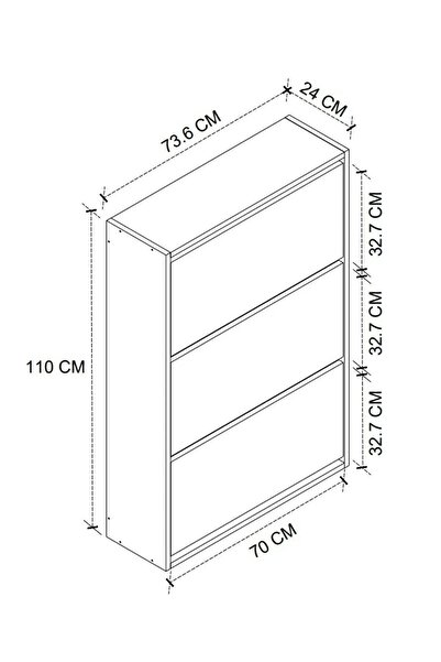 AZZURİ AZZURİ Aylin Düşer 3 Kapaklı 6 Gözlü Beyaz Duvara Monte Edilebilir Ayakkabılık Meşe