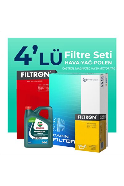 Otto Filter Filtron Honda Civic 1.6 Benzin FC5 Filtre Bakım Seti Castrol Motor Yağlı (2016-2021) 4 Lü