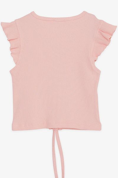 Breeze Girl's Crop T-Shirt Lace-Up Ruffles 8-14 Years, Salmon