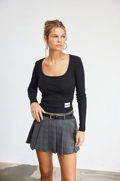 Bases Open Neck Long Sleeve Camisole T-Shirt